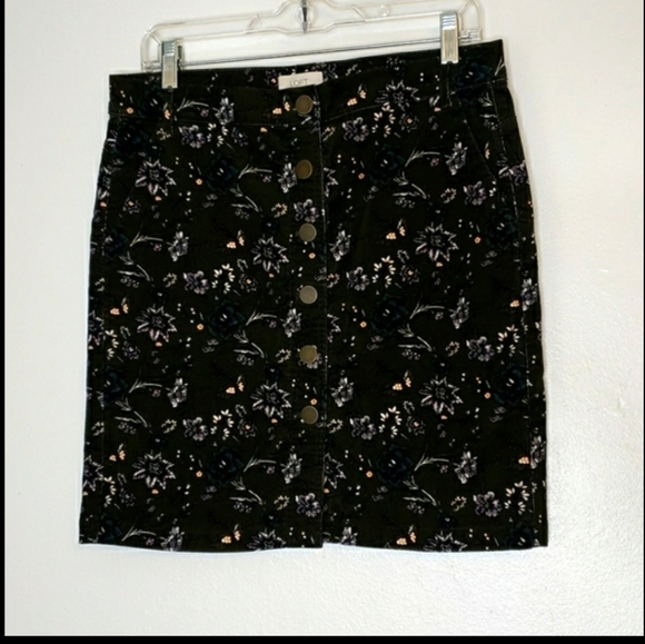 NEW Loft Corduroy Skirt Olive Floral Classic Preppy Classic Trendy Fall Trendy - Picture 10 of 13